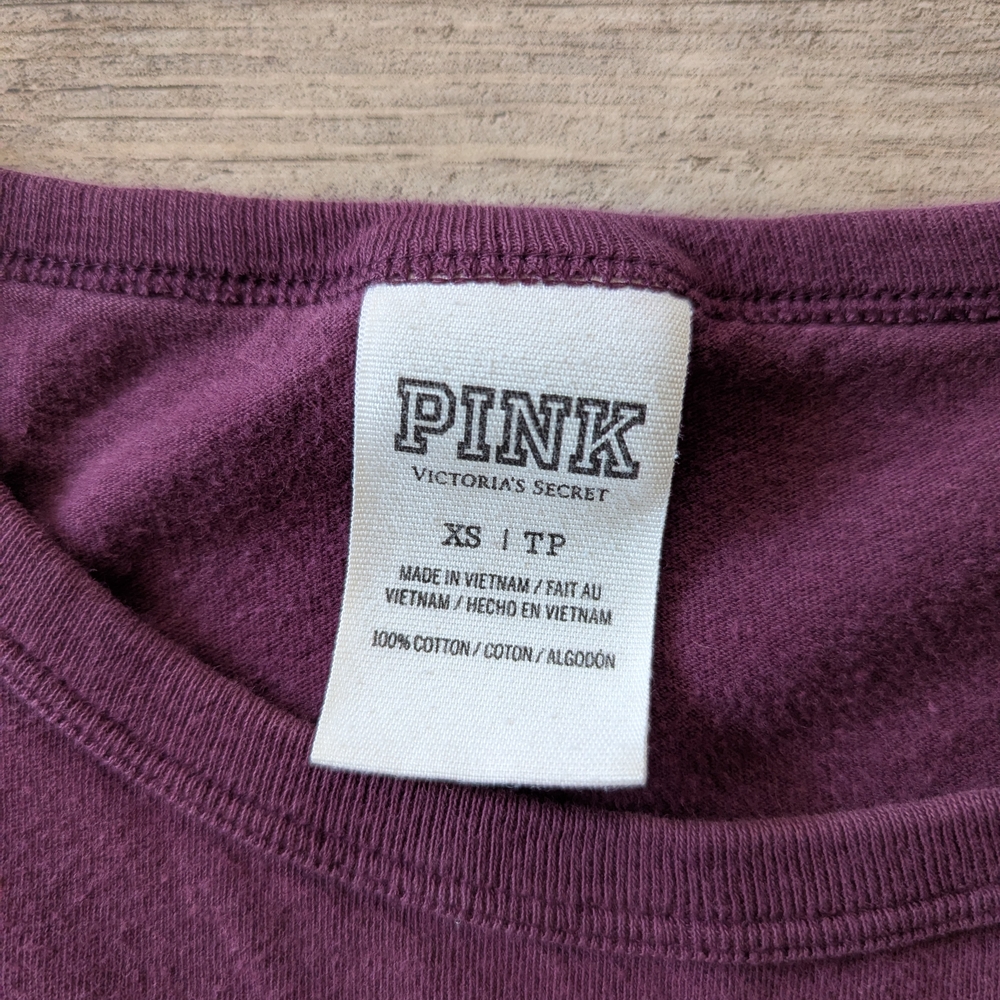 PINK Victoria's Secret - Maroon 3/4 Dolman Sleeve Top Sz XS - Picture 7 of 10